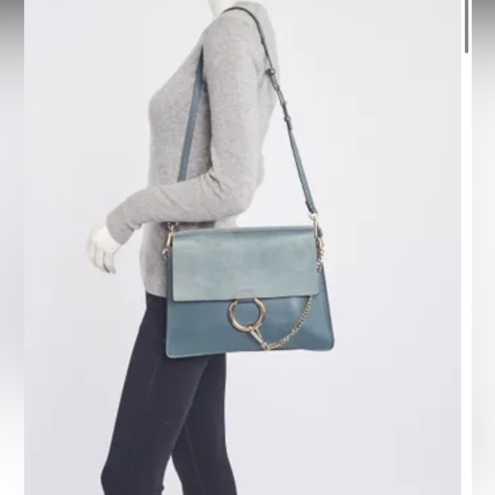 CHLOE
Blue Leather/Suede Faye Medium Shoulder Bag